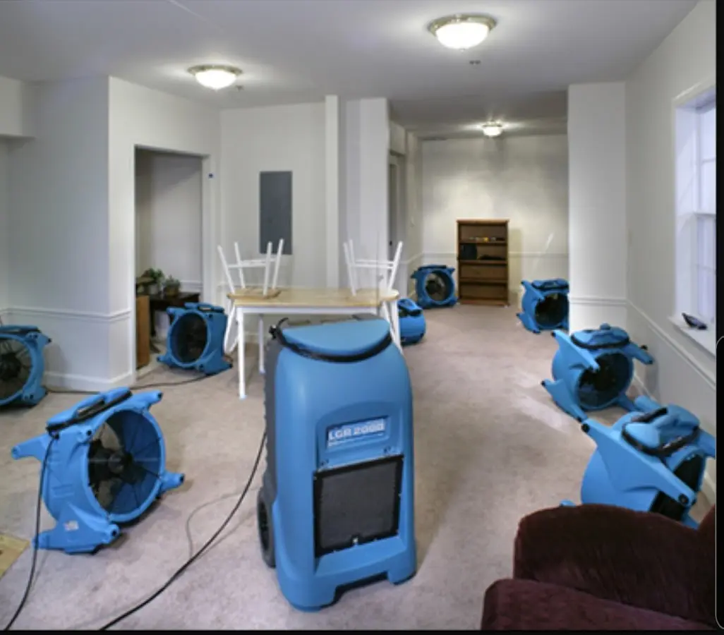 Air movers and dehumidifier setup for Water Extraction & Removal in Harrisburg